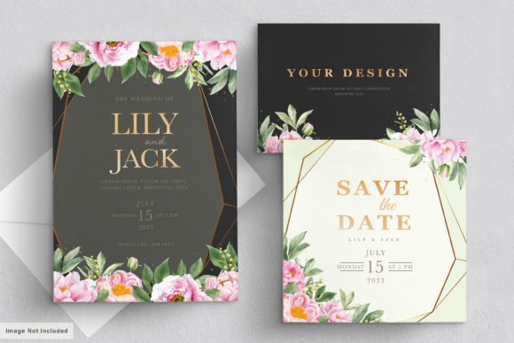 Wedding Card Set with Beautiful Floral